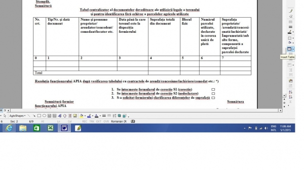 tabel centralizator cu contractele de arenda