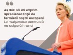 Președinta Comisiei Europene: Le mulțumesc fermierilor pentru că ne asigură hrana de zi cu zi!