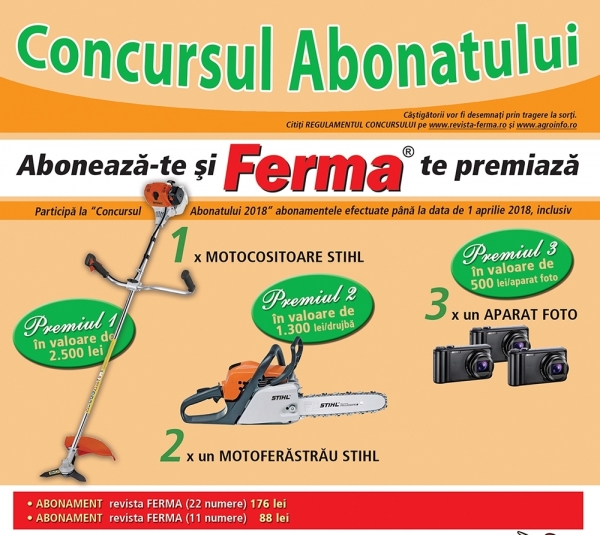 Ei sunt CÂŞTIGĂTORII CONCURSULUI ABONATULUI FERMA 2018!