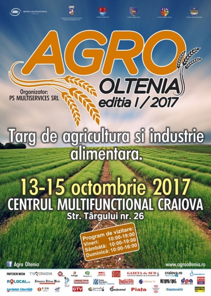 AGRO OLTENIA se deschide în PREMIERĂ între 13 şi 15 OCTOMBRIE 2017