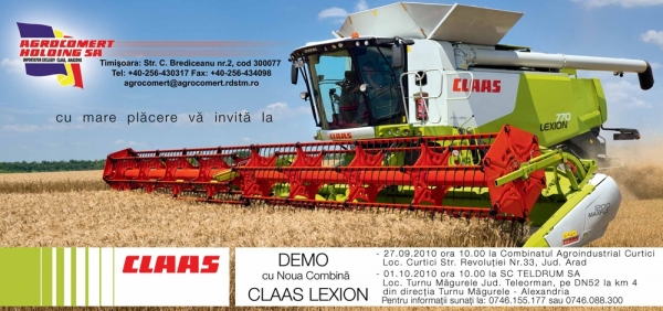 Claas Lexion - invitaţie demonstraţie în câmp