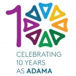 adama 10 years logo vertical o
