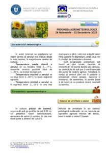 Prognoza agrometeorologică 26 noiembrie - 2 decembrie 2025! 1 prognoza agro nov