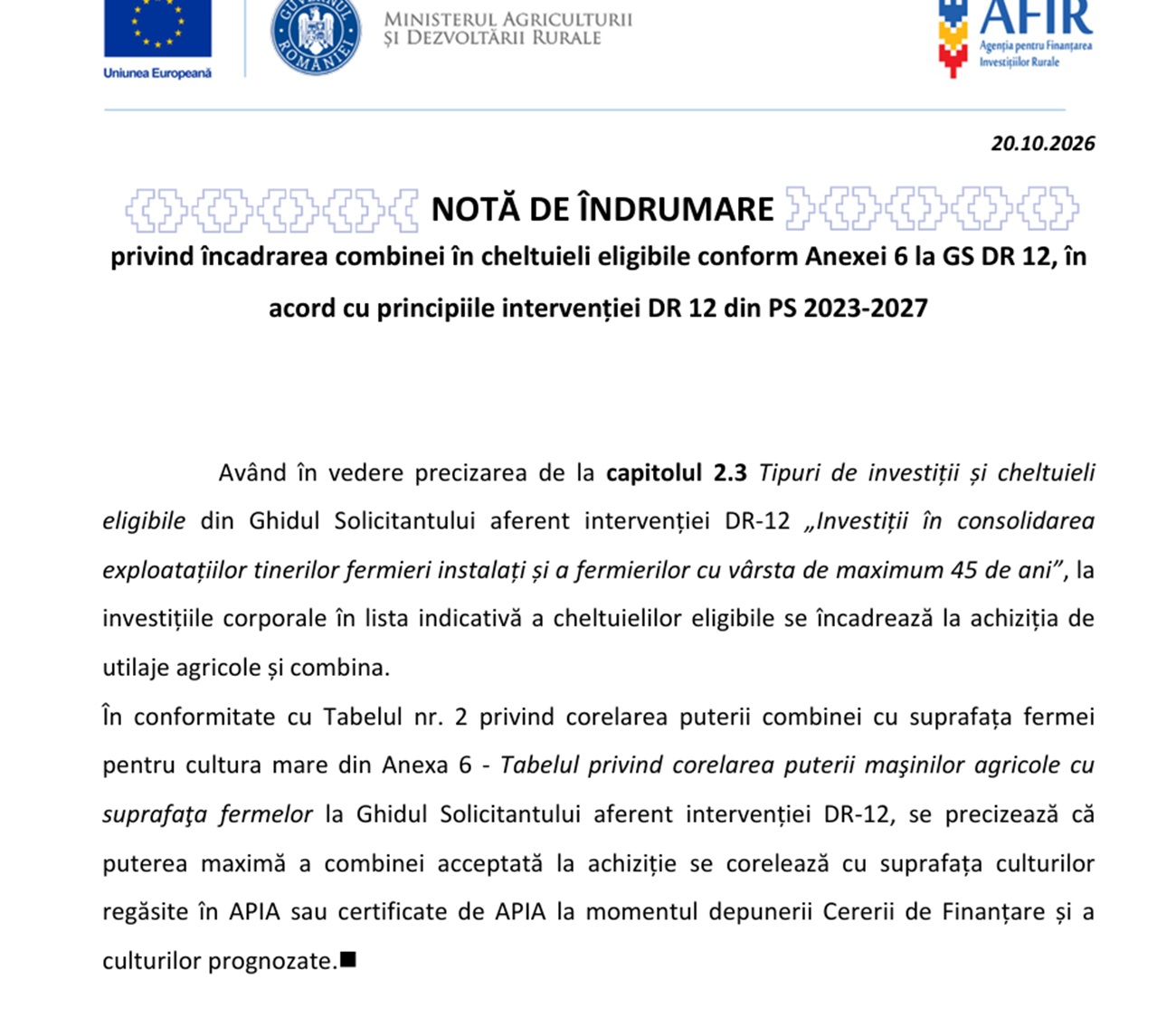 AFIR: Informații noi ajutor 200.000 euro/fermier cu vârsta până la 45 ani! 1 nota afir